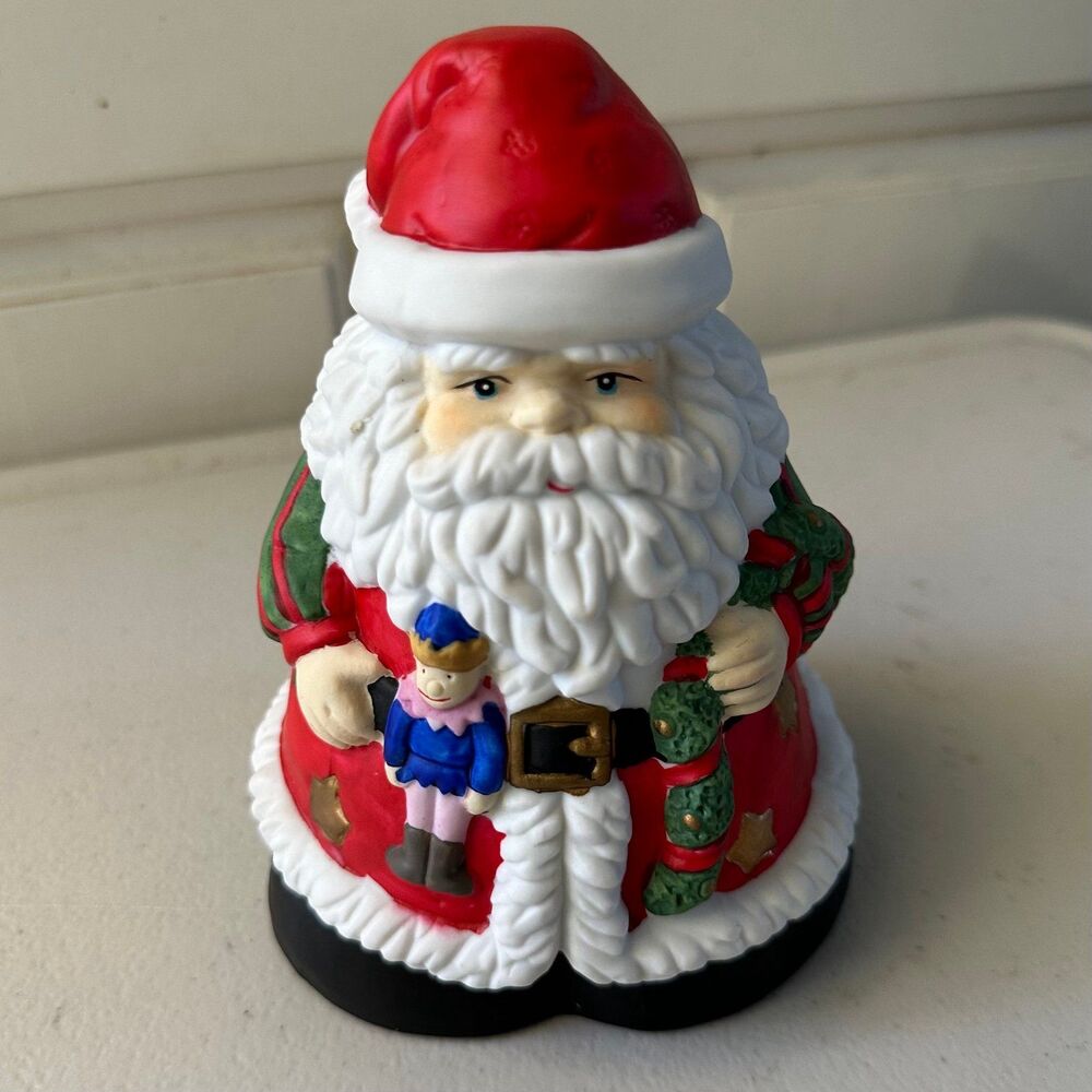 Rare Vintage Porcelain Like Hand Painted Santa Claus Wind Up Musical Figurine